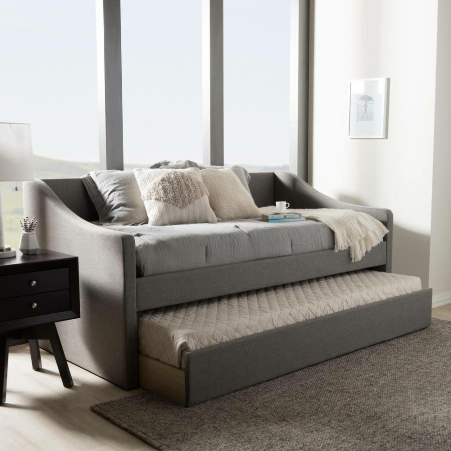 Bedroom Furniture * | Barnstorm Contemporary Gray Fabric Upholstered Twin Size Daybed By Baxton Studio