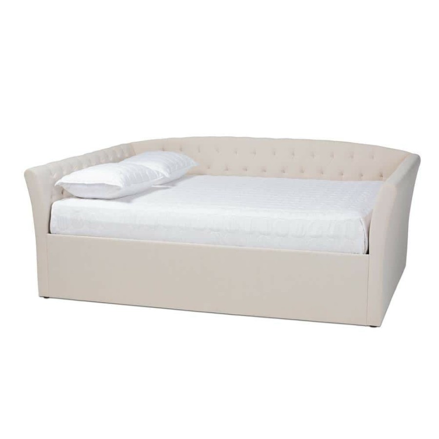 Bedroom Furniture * | Delora Beige Queen Daybed By Baxton Studio