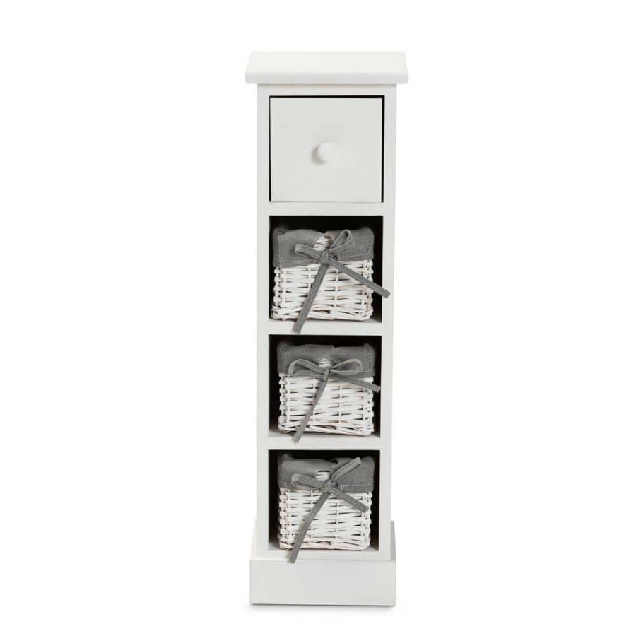 Bar Furniture * | Abriella Grey And White Accent Storage Cabinet By Baxton Studio