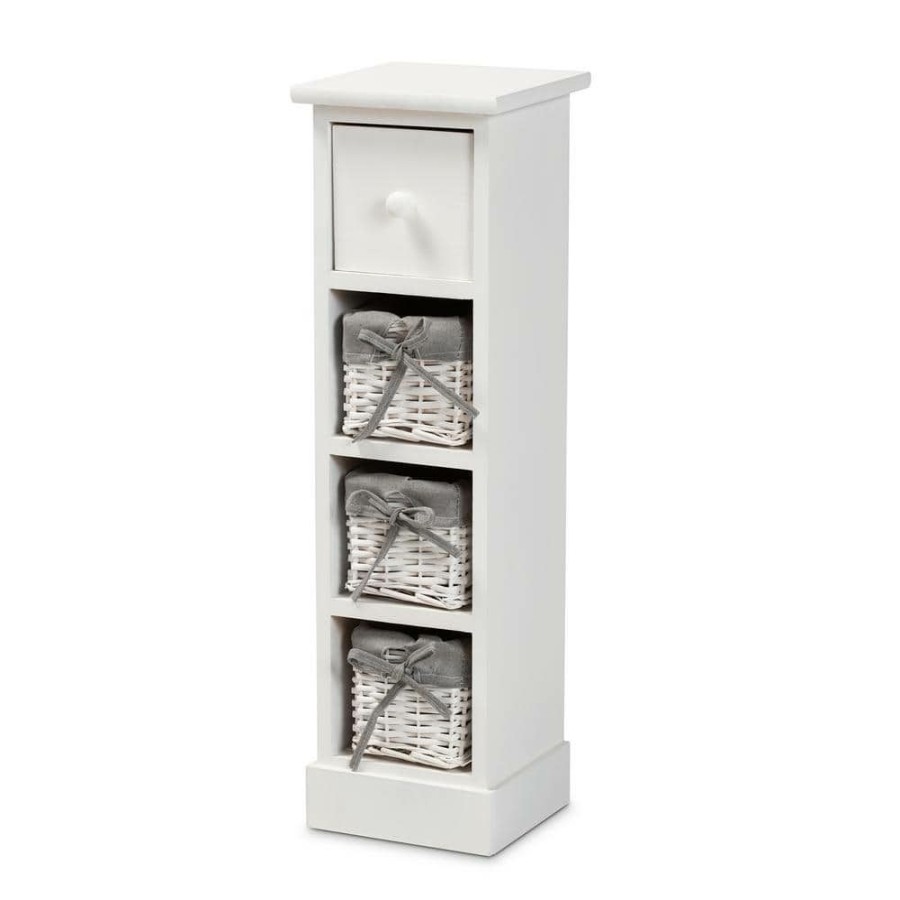 Bar Furniture * | Abriella Grey And White Accent Storage Cabinet By Baxton Studio