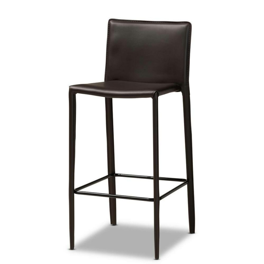 Bar Furniture * | Malcom 30.3 In. Dark Brown Bar Stool (Set Of 4) By Baxton Studio