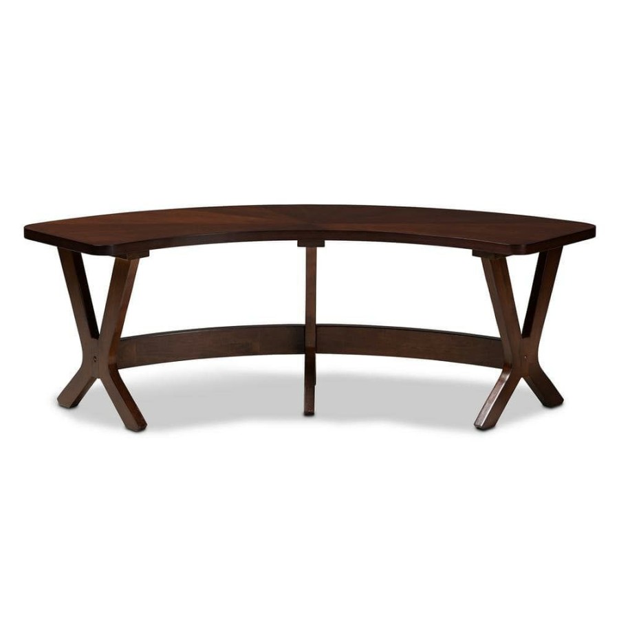 Living Room Furniture * | Berlin Walnut Wood Dining Bench By Baxton Studio