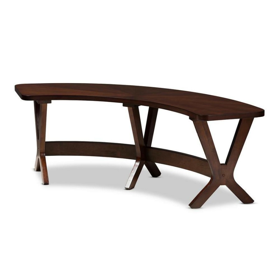 Living Room Furniture * | Berlin Walnut Wood Dining Bench By Baxton Studio