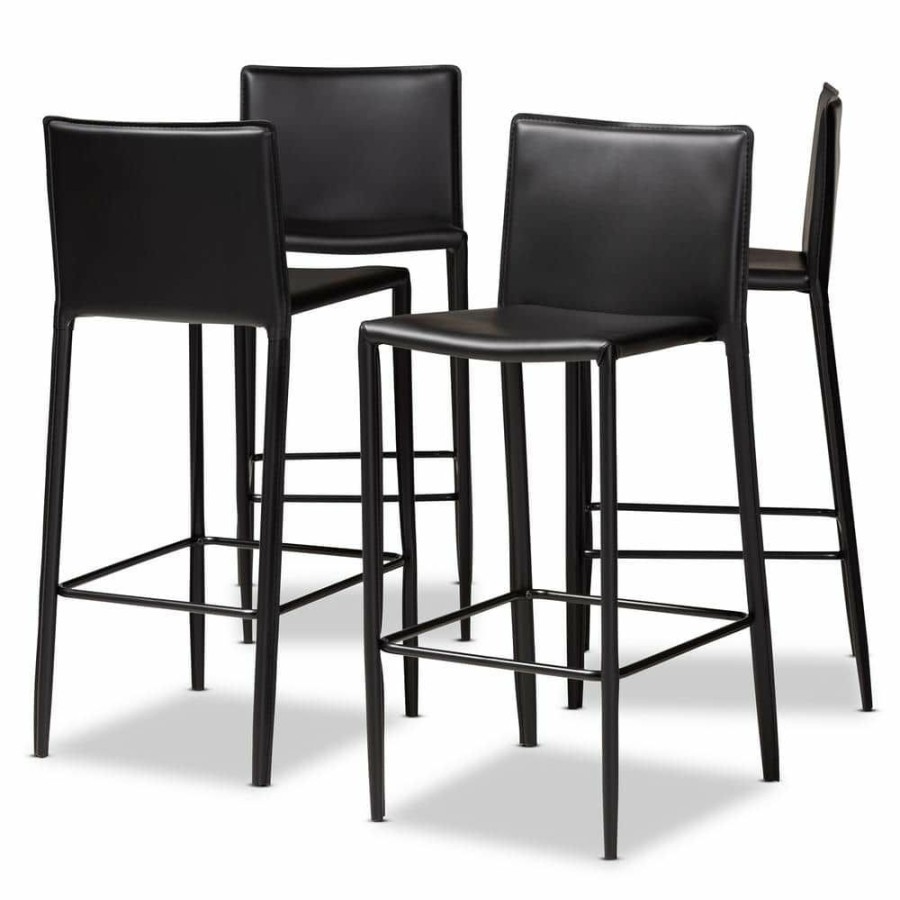 Bar Furniture * | Malcom 30.3 In. Black Bar Stool (Set Of 4) By Baxton Studio