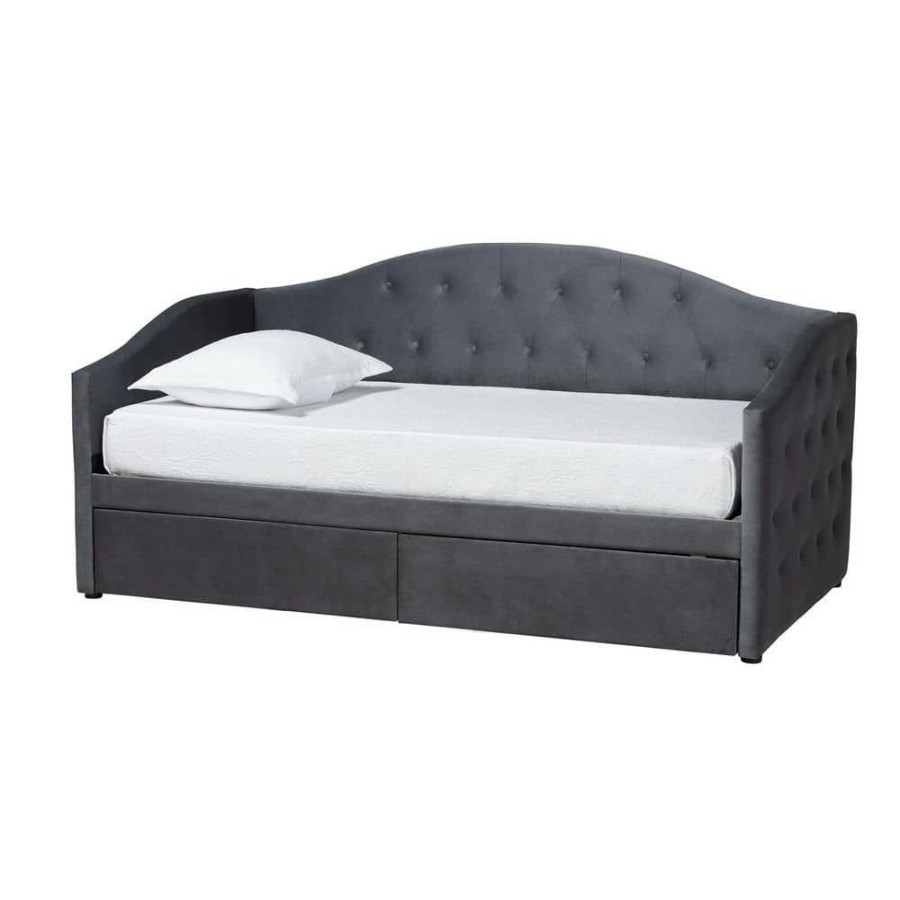 Bedroom Furniture * | Mansi Grey And Black Full Daybed By Baxton Studio