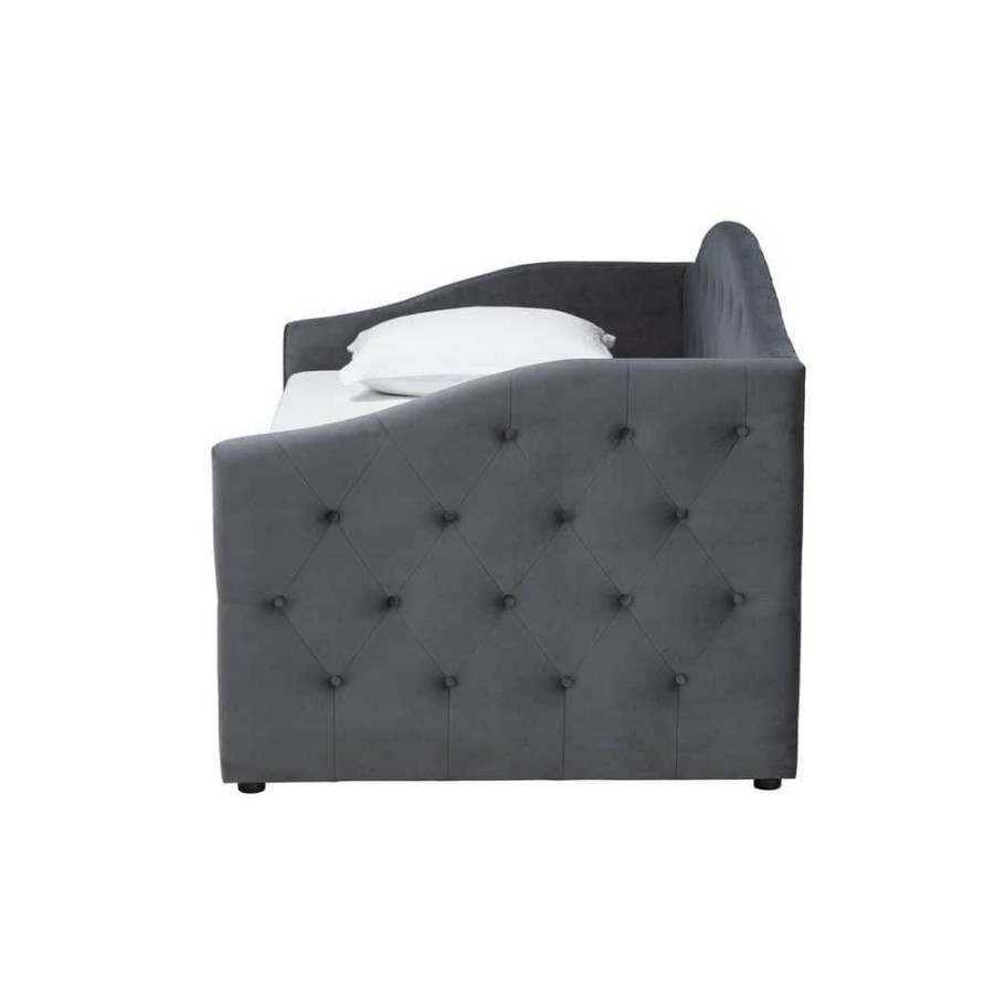 Bedroom Furniture * | Mansi Grey And Black Full Daybed By Baxton Studio