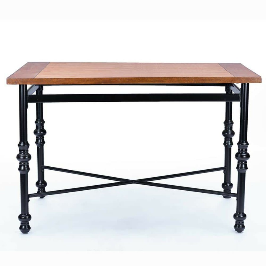 Living Room Furniture * | Broxburn Light Brown Wood And Metal Dining Table By Baxton Studio