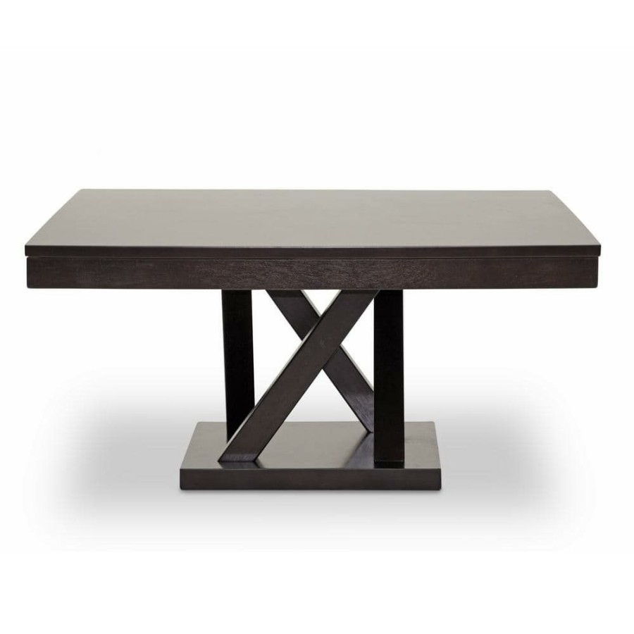 Living Room Furniture * | Everdon 36 In. Dark Brown Medium Square Wood Coffee Table With Pedestal Base By Baxton Studio