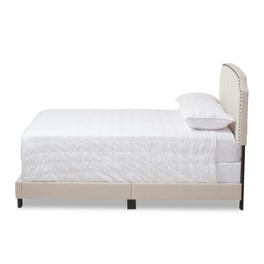 Bedroom Furniture * | Odette Light Beige King Bed By Baxton Studio