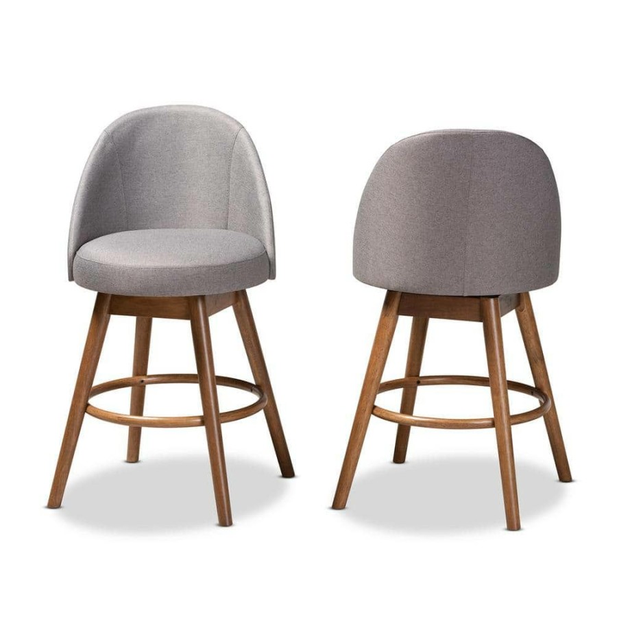 Bar Furniture * | Carra 38 In. Gray Counter Stool (Set Of 2) By Baxton Studio