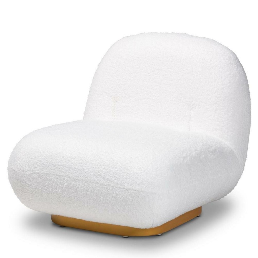 Living Room Furniture * | Paiva White And Gold Accent Chair By Baxton Studio