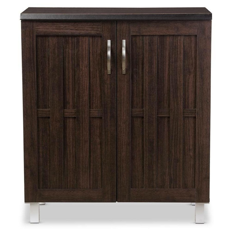 Living Room Furniture * | Excel Dark Brown Storage Cabinet By Baxton Studio