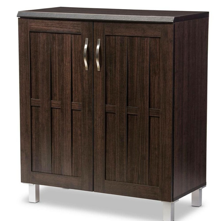 Living Room Furniture * | Excel Dark Brown Storage Cabinet By Baxton Studio