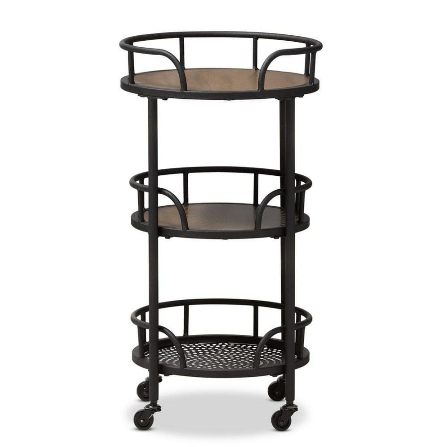 Bar Furniture * | Bristol Black Bar Cart By Baxton Studio