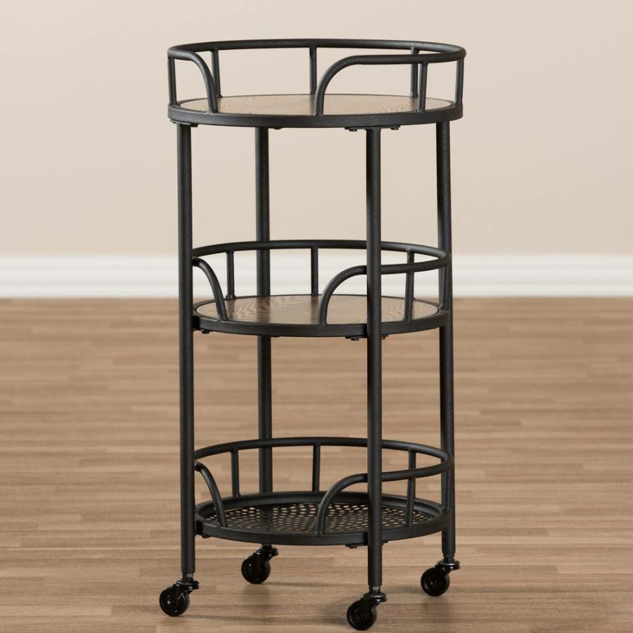 Bar Furniture * | Bristol Black Bar Cart By Baxton Studio