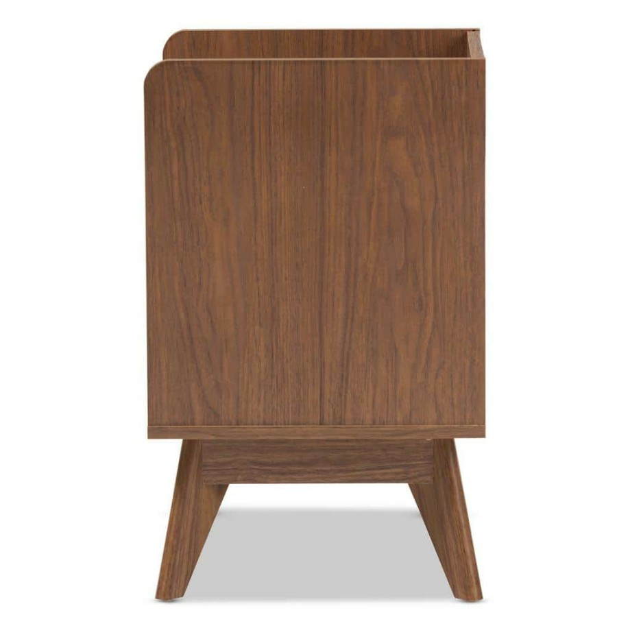 Bedroom Furniture * | Brighton 3-Drawer White Nightstand By Baxton Studio