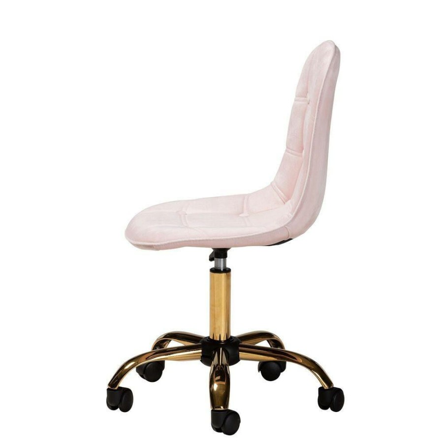 Bar Furniture * | Kabira Blush Pink And Gold Velvet Fabric Seat Task Chair By Baxton Studio