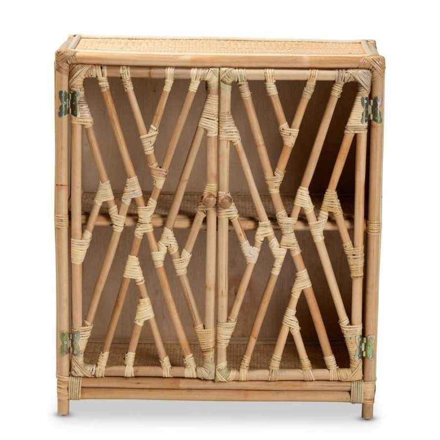 Living Room Furniture * | Shena Natural Brown Storage Cabinet By Baxton Studio