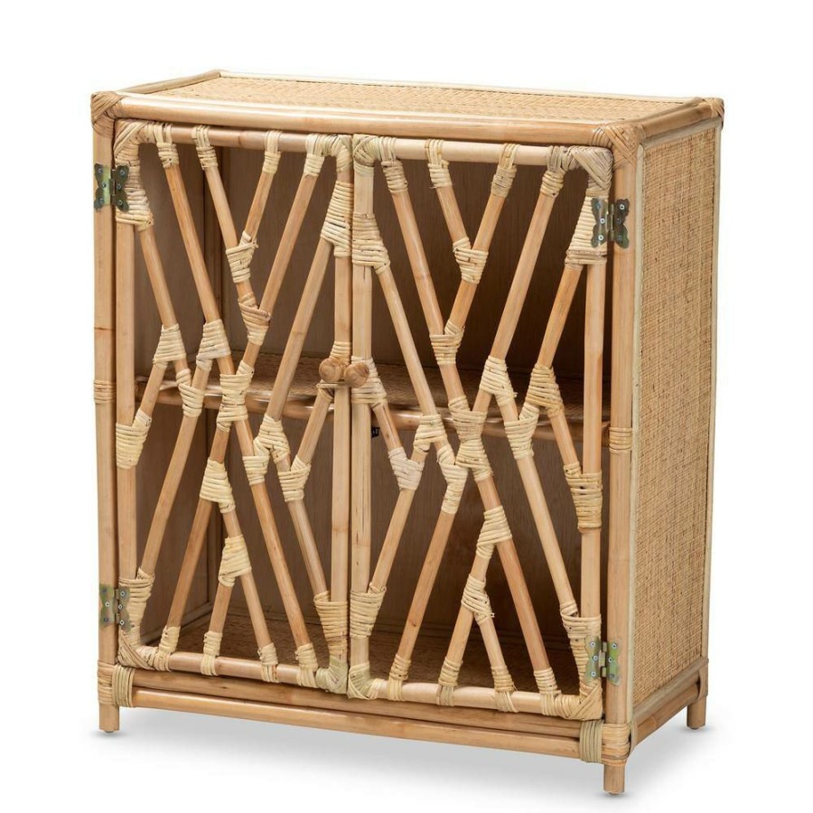 Living Room Furniture * | Shena Natural Brown Storage Cabinet By Baxton Studio