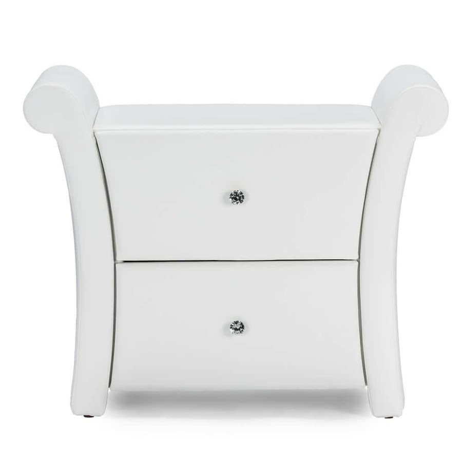 Bedroom Furniture * | Victoria 2-Drawer White Nightstand By Baxton Studio