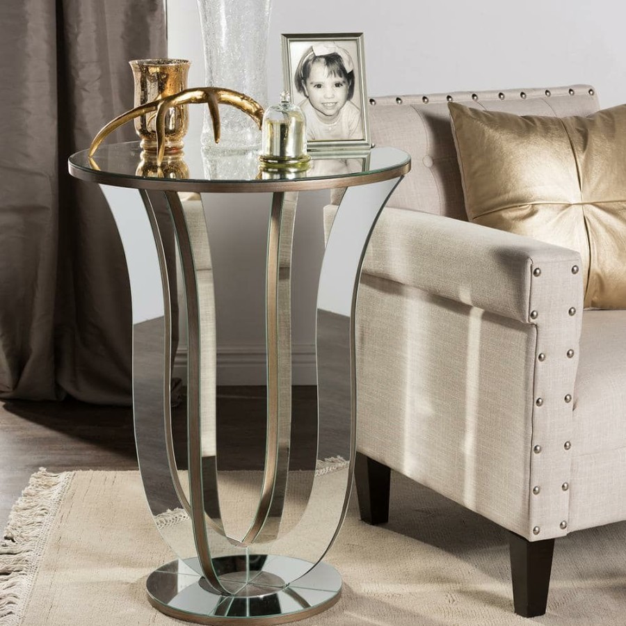 Living Room Furniture * | Kylie Glam Silver Metallic Finished End Table By Baxton Studio