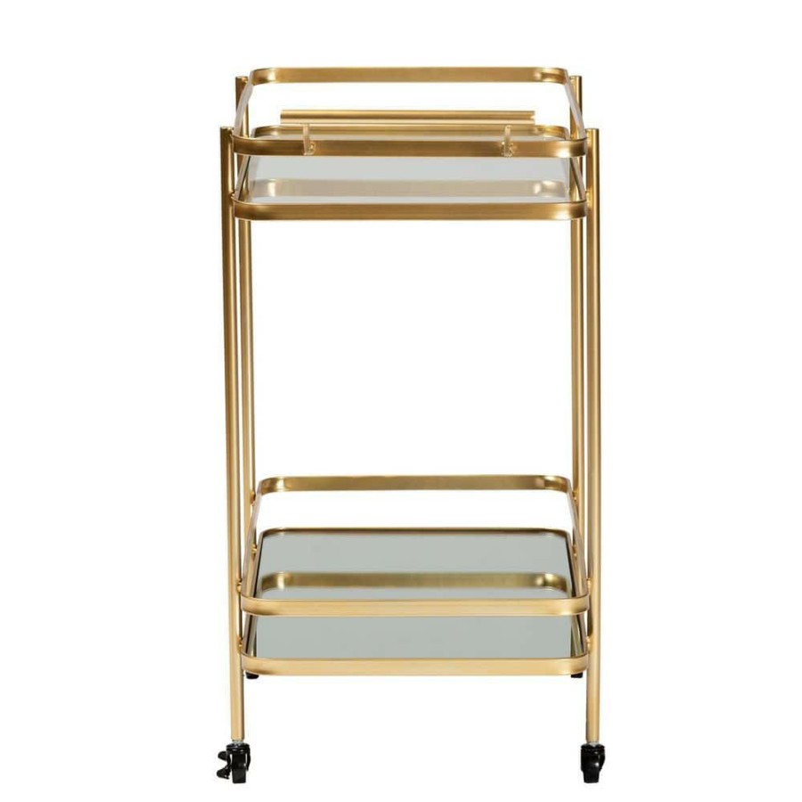 Bar Furniture * | Destin Gold Wine Bar Cart By Baxton Studio