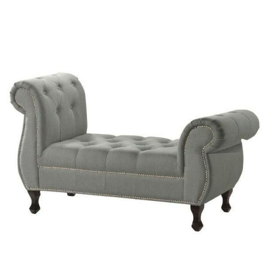 Living Room Furniture * | Ipswich Traditional Gray Fabric Upholstered Ottoman By Baxton Studio