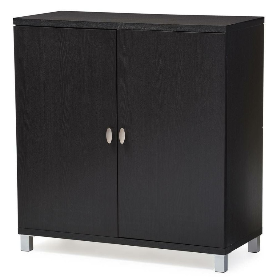 Bar Furniture * | Marcy Dark Brown Storage Cabinet By Baxton Studio