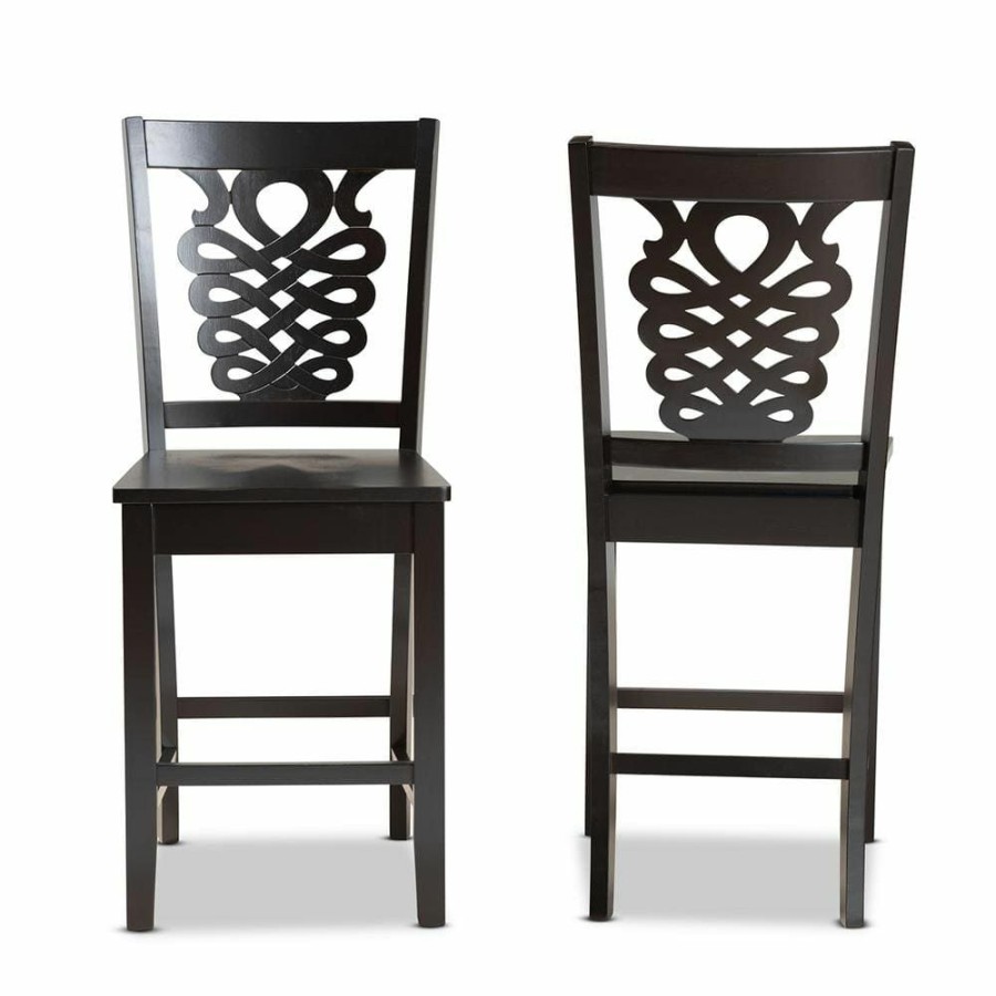 Bar Furniture * | Gervais 24.2 In. Dark Brown Counter Stool (Set Of 2) By Baxton Studio