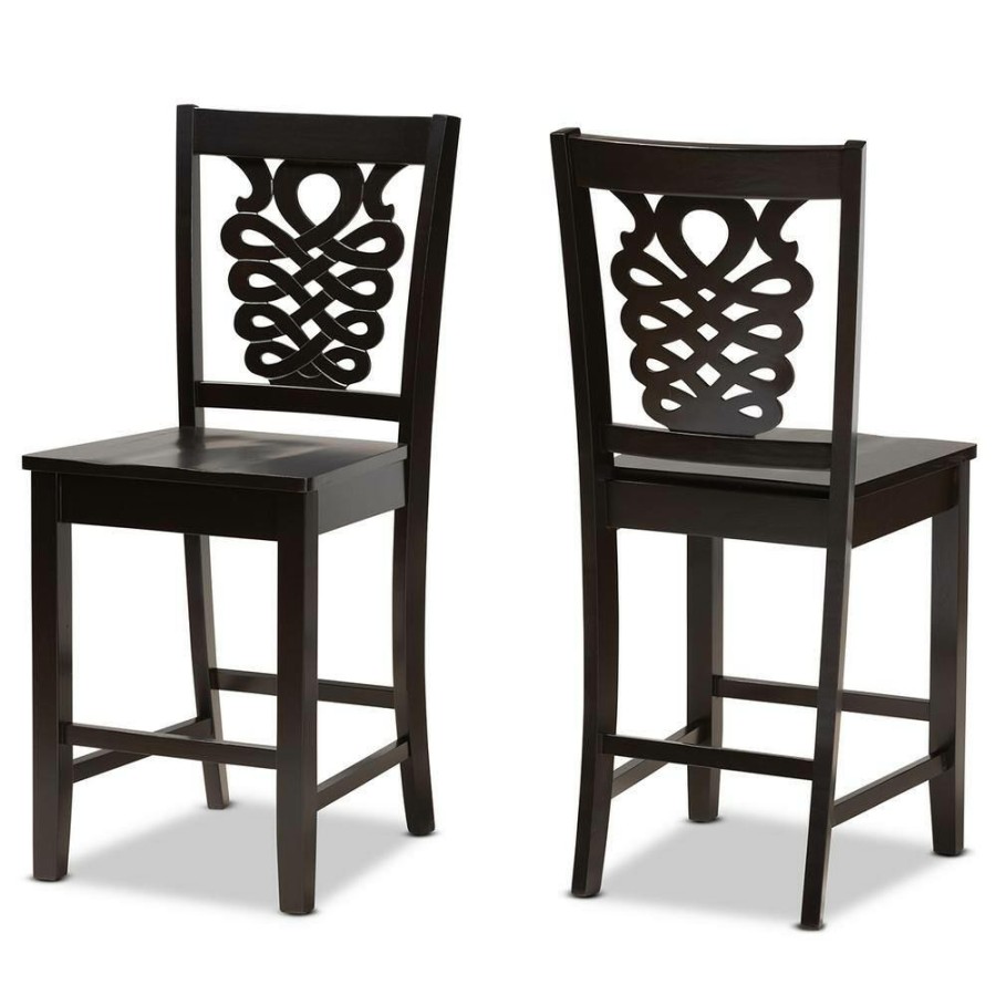 Bar Furniture * | Gervais 24.2 In. Dark Brown Counter Stool (Set Of 2) By Baxton Studio