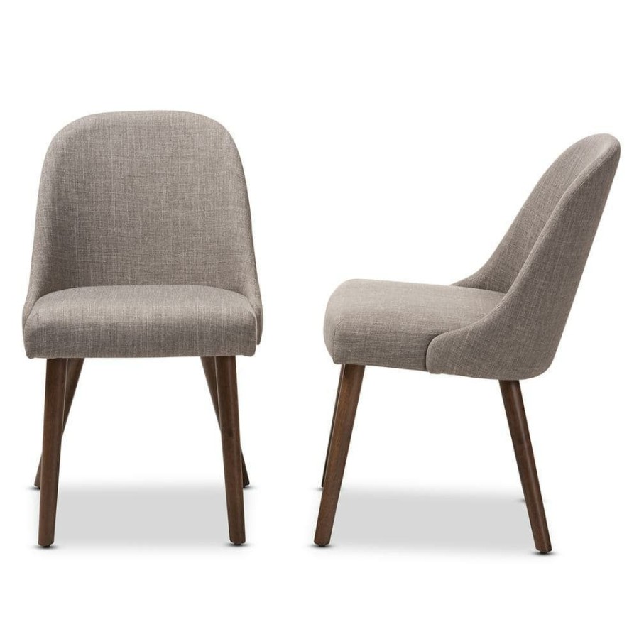 Living Room Furniture * | Cody Light Gray Fabric Dining Chair (Set Of 2) By Baxton Studio