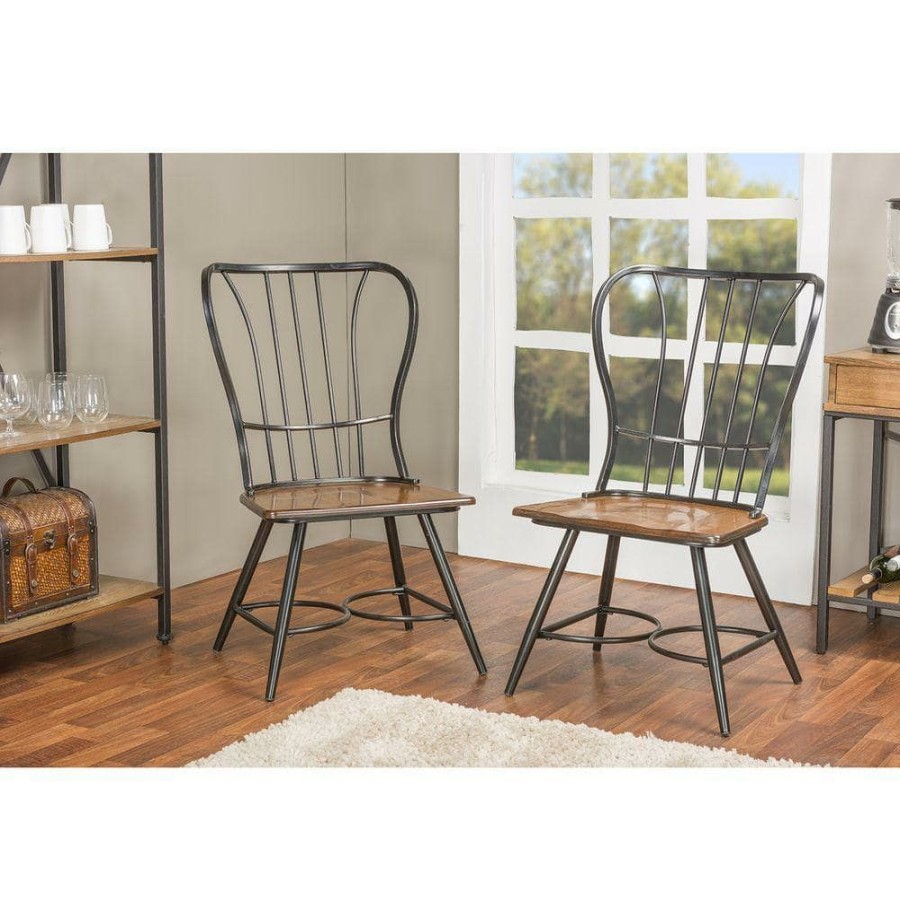 Living Room Furniture * | Elfrida Black Metal Dining Chairs (Set Of 2) By Baxton Studio