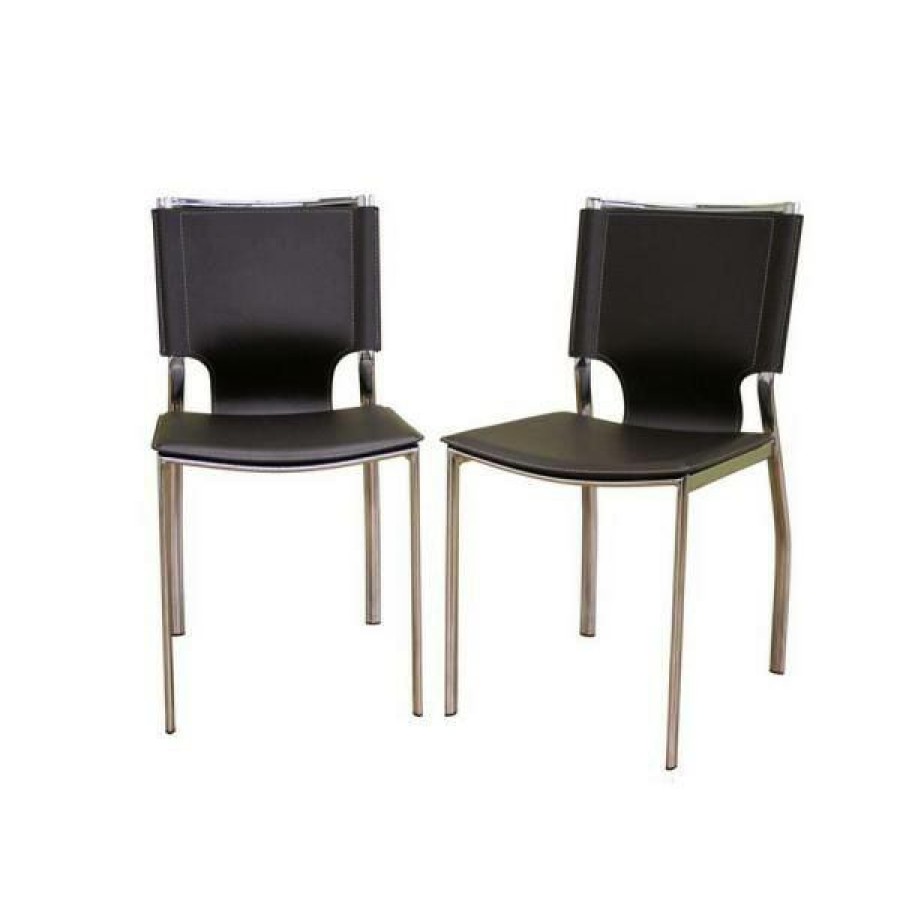 Living Room Furniture * | Montclare Brown Faux Leather Upholstered Dining Chairs (Set Of 2) By Baxton Studio