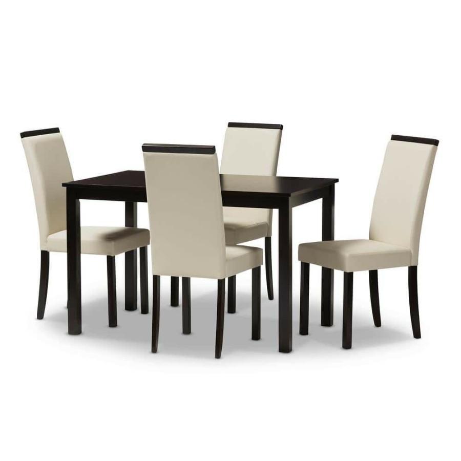 Living Room Furniture * | Daveney 5-Piece Cream Dining Set By Baxton Studio