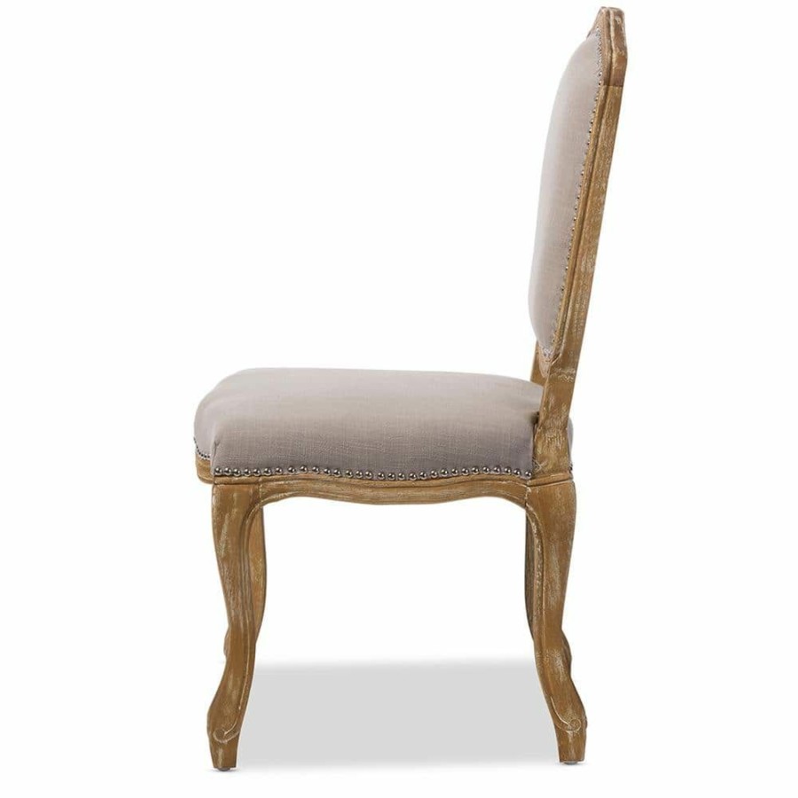 Living Room Furniture * | Chateauneuf Beige Fabric Upholstered Dining Chair By Baxton Studio