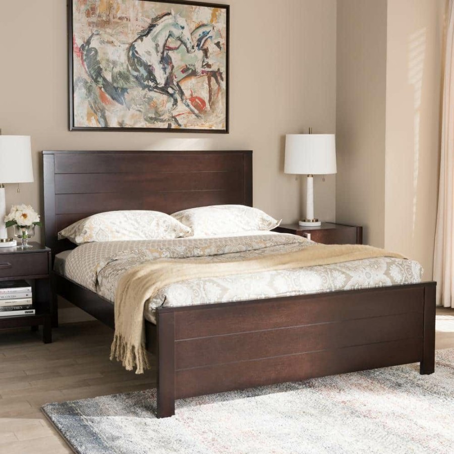 Bedroom Furniture * | Catalina Espresso Brown Full Platform Bed By Baxton Studio