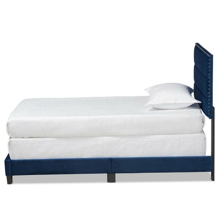 Entryway Furniture * | Tamira Navy Blue And Black Bed By Baxton Studio