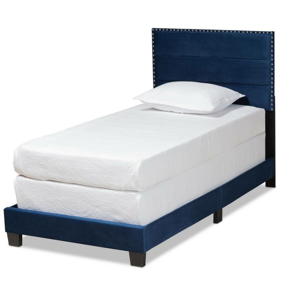 Entryway Furniture * | Tamira Navy Blue And Black Bed By Baxton Studio