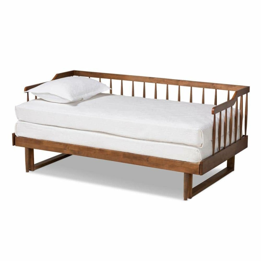 Bedroom Furniture * | Muriel Walnut Twin To King Expandable Daybed By Baxton Studio