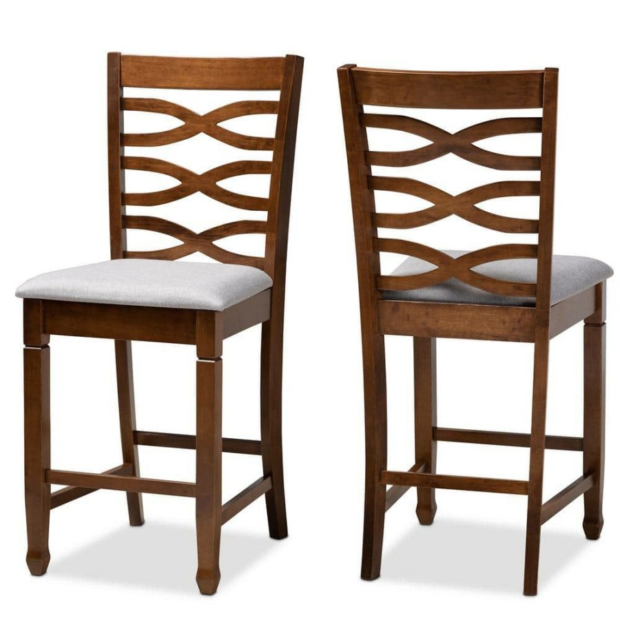 Bar Furniture * | Lanier 25 In. Walnut Counter Stool (Set Of 2) By Baxton Studio