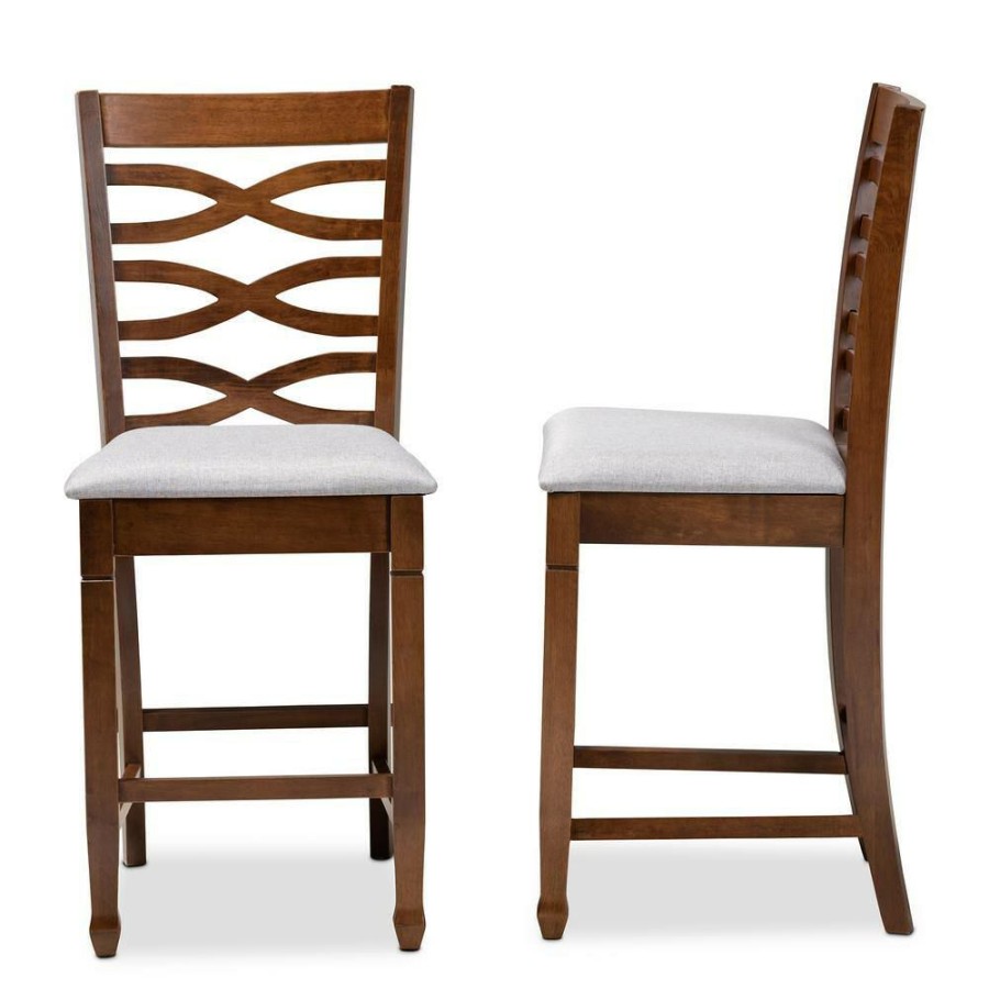 Bar Furniture * | Lanier 25 In. Walnut Counter Stool (Set Of 2) By Baxton Studio