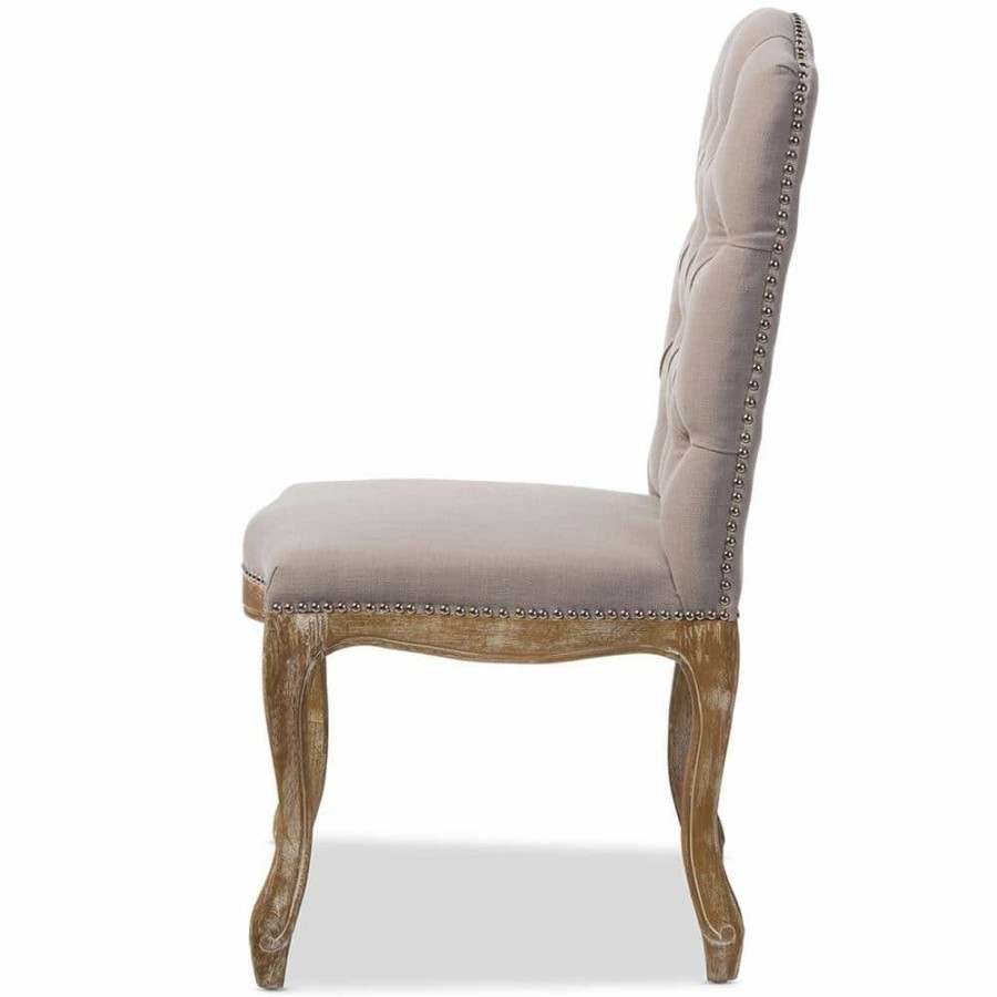 Living Room Furniture * | Hudson Beige Fabric Upholstered Dining Chair By Baxton Studio