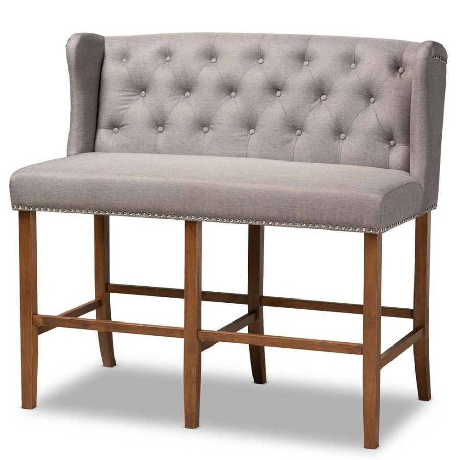 Bar Furniture * | Alira 31 In. Grey Bar Stool Bench By Baxton Studio