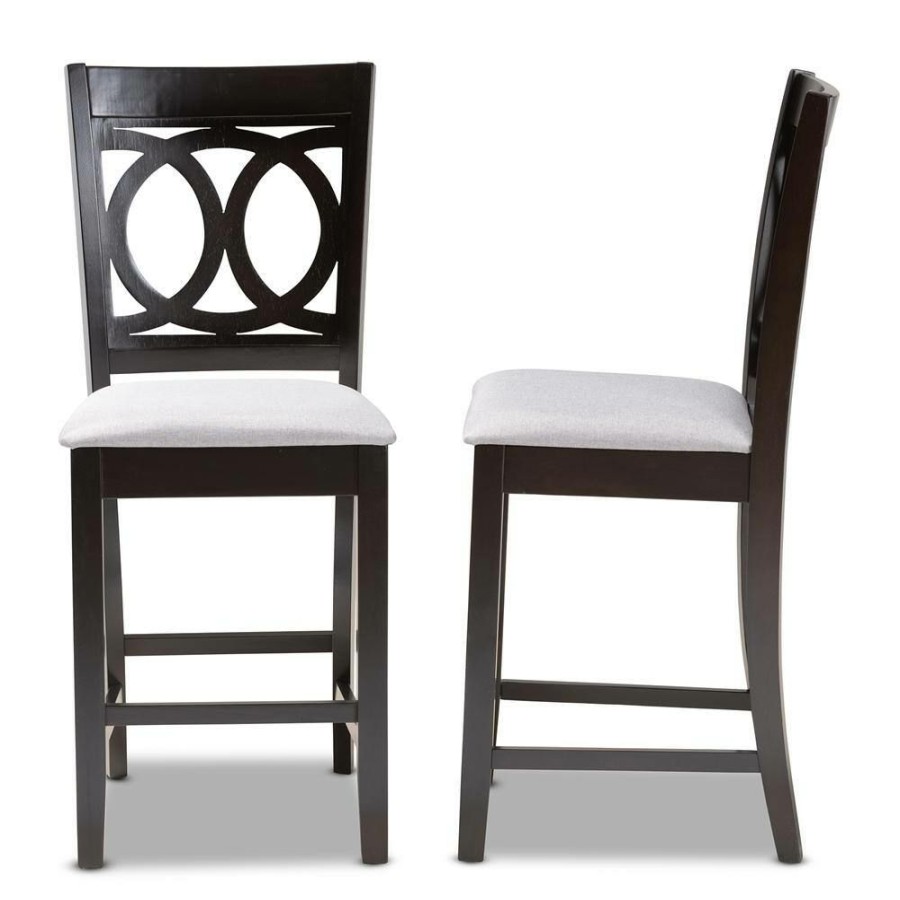 Bar Furniture * | Lenoir 43 In. Gray And Espresso Bar Stool (Set Of 2) By Baxton Studio