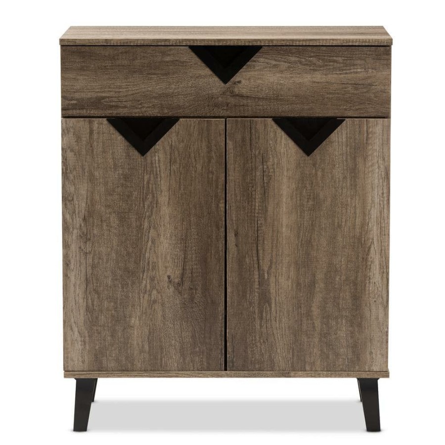 Bar Furniture * | Wales Light Brown Storage Cabinet By Baxton Studio