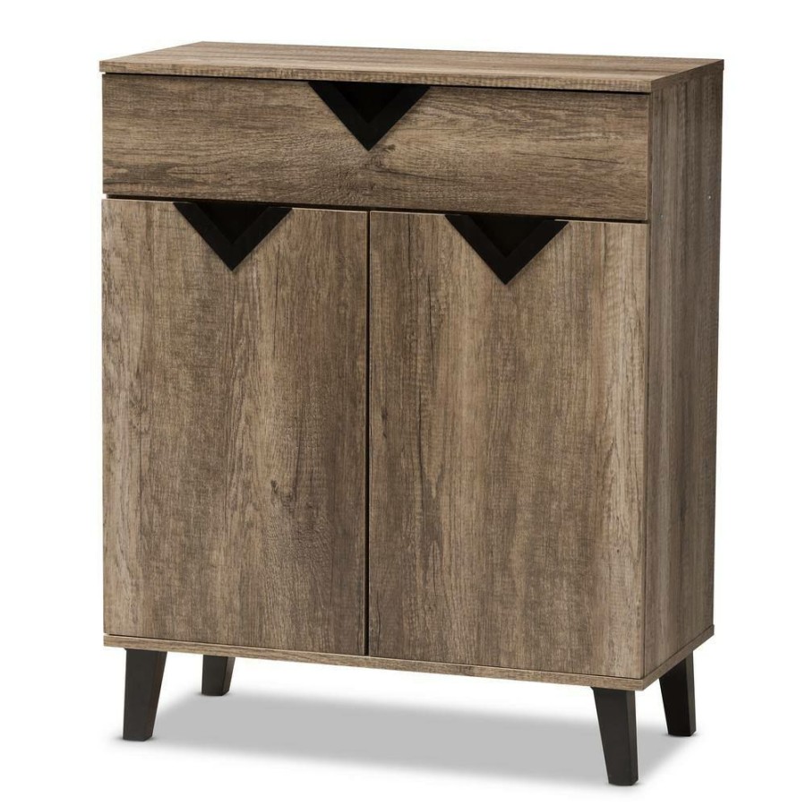 Bar Furniture * | Wales Light Brown Storage Cabinet By Baxton Studio