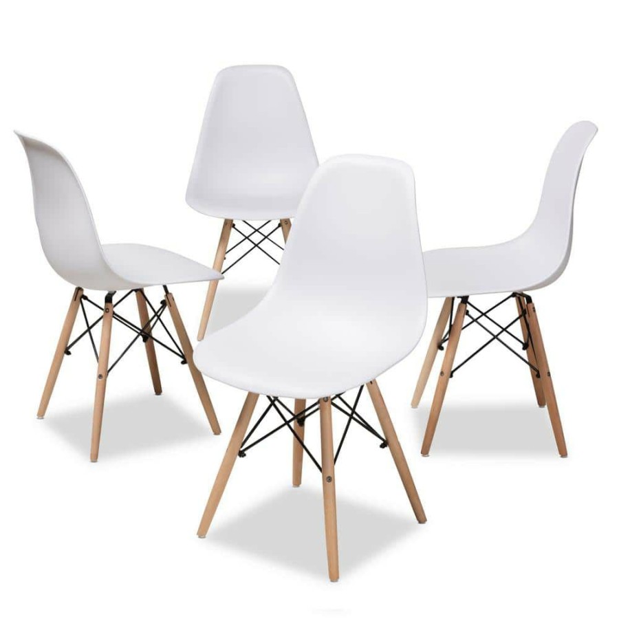 Living Room Furniture * | Sydnea White Acrylic Dining Chair (Set Of 4) By Baxton Studio