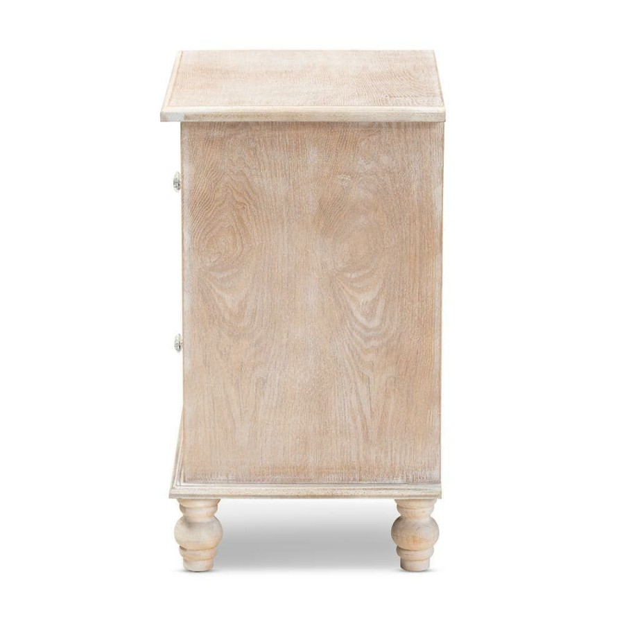 Bedroom Furniture * | Celia 2-Drawer Natural Nightstand By Baxton Studio