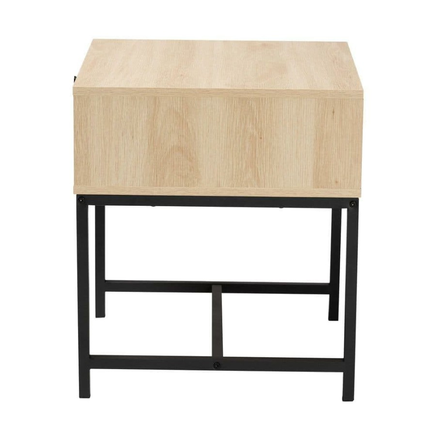 Bedroom Furniture * | Caterina 1-Drawer Natural Brown And Black Nightstand 21.7 In. H X 19.7 In. W X 19.7 In. D By Baxton Studio