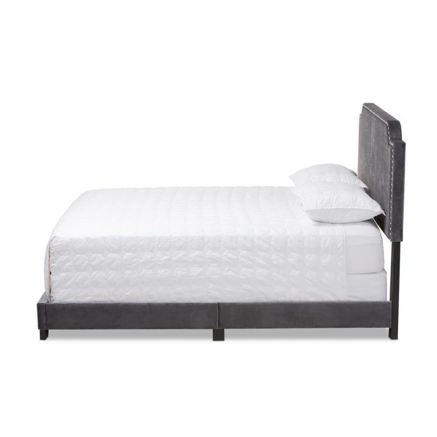 Bedroom Furniture * | Darcy Dark Gray Queen Bed By Baxton Studio